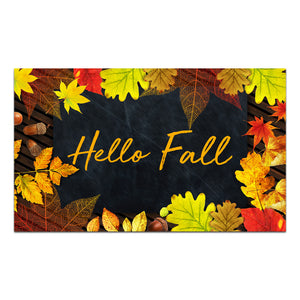 Hello Fall On Black Slate Doormat