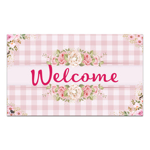 Rose Gingham Doormat
