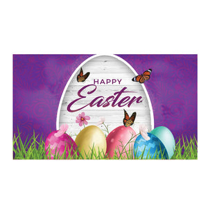 Wood Grain Easter Wishes Doormat
