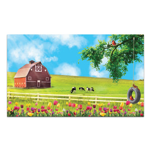 Spring Farm Swing and Tulips Doormat