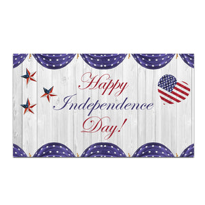 Happy Independence Day On White Wood Doormat