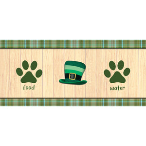 Green Striped Leprechaun Hat Pet Feeding Mat
