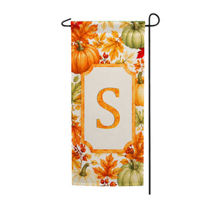 Fall Pumpkin Monogram Double Sided Banner Garden Flag 12.5" x 28"