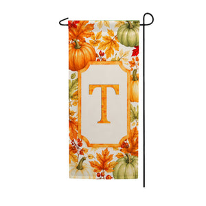Fall Pumpkin Monogram Double Sided Banner Garden Flag 12.5" x 28"