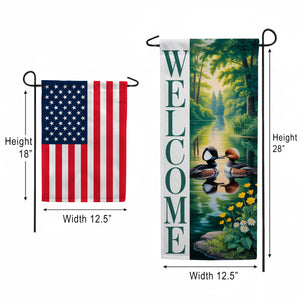 Welcome Merganser Ducks Double Sided Garden Banner Flag 12.5 x 28 inch