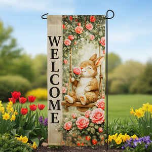 Welcome Bunny on Swing Garden Banner
