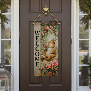Welcome Bunny on Swing Garden Banner