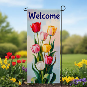 Welcome Tulips Garden Banner
