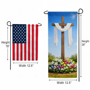 Easter Cross with Spring Flowers Garden Banner