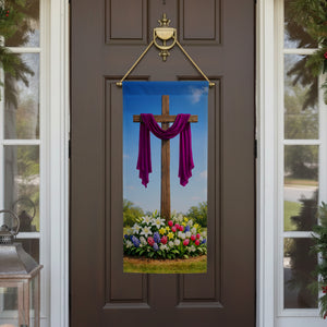 Easter Cross with Purple Sash Garden Banner