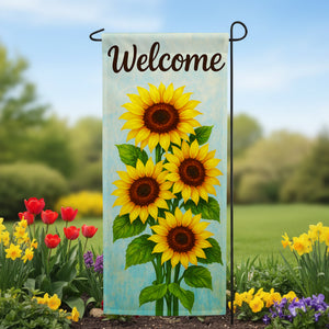 Welcome Sunflower Blooms Double Sided Garden Banner Flag 12.5 x 28 inch