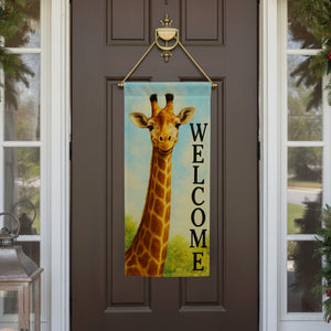 Welcome Giraffe Portrait Double Sided Garden Banner Flag 12.5 x 28 inch