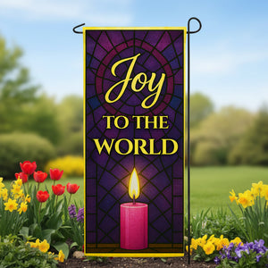 Joy to the World Stained Glass Double Sided Garden Banner Flag 12.5 x 28 inch