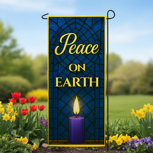 Peace on Earth Stained Glass Double Sided Garden Banner Flag 12.5 x 28 inch