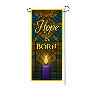 Hope is Born Stained Glass Double Sided Garden Banner Flag 12.5 x 28 inch