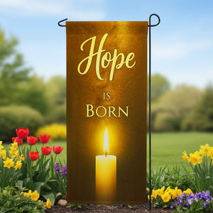 Hope is Born Golden Candlelight Double Sided Garden Banner Flag 12.5 x 28 inch