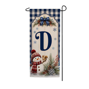 Winter Snowman Monogram Double Sided Banner Garden Flag 12.5" x 28"