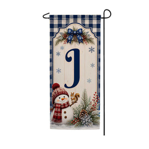Winter Snowman Monogram Double Sided Banner Garden Flag 12.5" x 28"