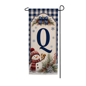 Winter Snowman Monogram Double Sided Banner Garden Flag 12.5" x 28"