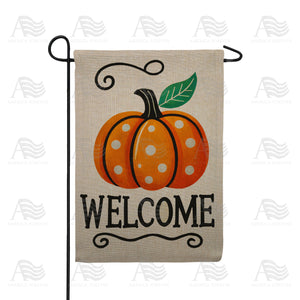 Welcome Pumpkin Double Sided Burlap Garden Flag