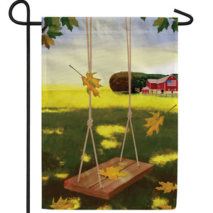 Country Swinging In Fall Double Sided Garden Flag