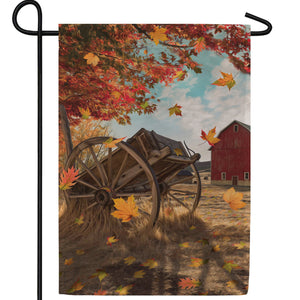 Old Wooden Farm Cart Double Sided Garden Flag