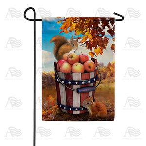 Fall Squirrels With Apple Bounty Double Sided Garden Flag