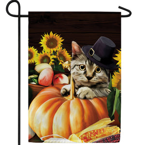 Pilgrim Cat Double Sided Garden Flag