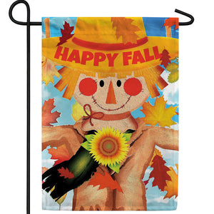 Happy Fall Smiling Scarecrow Double Sided Garden Flag