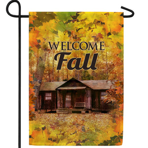 Fall Cabin Seclusion Double Sided Garden Flag
