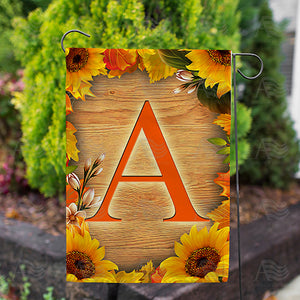 Autumn Sunflowers Monogram Double Sided Garden Flag