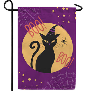 Black Cat Boo Double Sided Garden Flag
