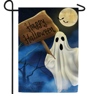 Halloween Ghostly Greeting Double Sided Garden Flag