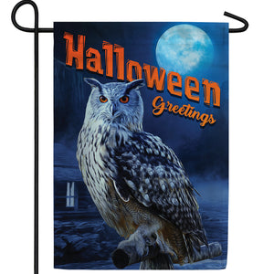 Owloween Greetings Double Sided Garden Flag