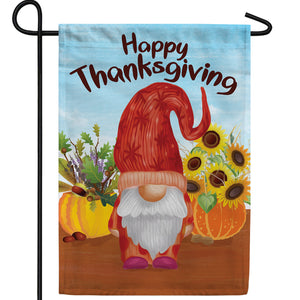 Happy Thanksgiving Gnome Double Sided Garden Flag