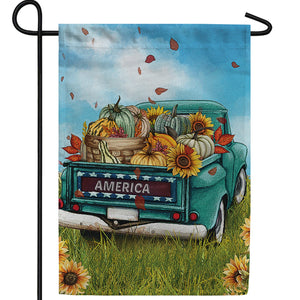 Truck Bed Of Fall Harvest Double Sided Garden Flag