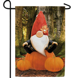 Pumpkin Fun Gnome Double Sided Garden Flag