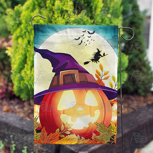 Pumpkin Moon Glow Double Sided Garden Flag