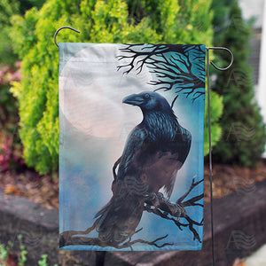 Raven In Moonlight Double Sided Garden Flag