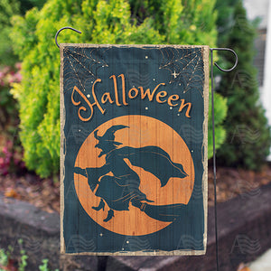 Halloween Witch Silhouette Double Sided Garden Flag