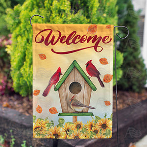 Fall Cardinal Family Double Sided Garden Flag