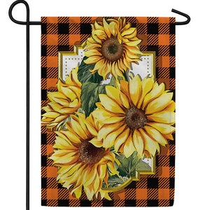 Sunflower Plaid Double Sided Garden Flag