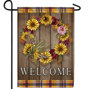 Fall Welcome Wreath Double Sided Garden Flag