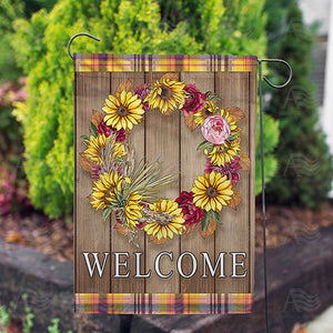 Fall Welcome Wreath Double Sided Garden Flag