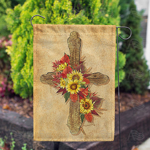 Wooden Fall Cross Double Sided Garden Flag