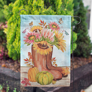 Blooming Boots Double Sided Garden Flag