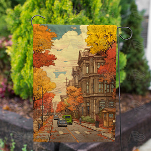 Autumn In A Small Town Double Sided Garden Flag