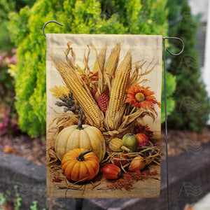 Fall Gourds And Corn Double Sided Garden Flag