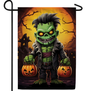 Little Frankie Goes Trick Or Treating Double Sided Garden Flag