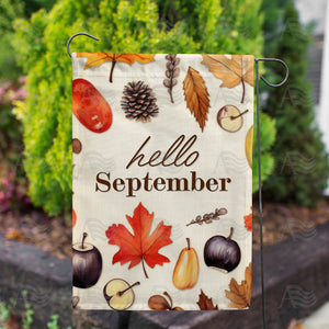 Hello September Double Sided Garden Flag